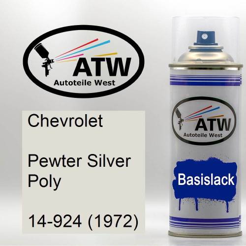 Chevrolet, Pewter Silver Poly, 14-924 (1972): 400ml Sprühdose, von ATW Autoteile West.